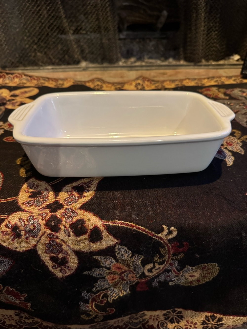 Lodge Ceramic Stoneware Baking Loaf Cake Pan White Handles 10 inch